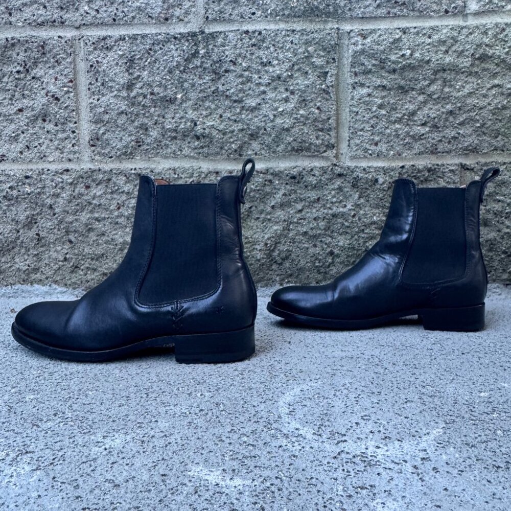 FRYE Melissa Chelsea Boots Womens 7 Black Ankle Boot Italian Leather Bootie - Picture 2 of 13
